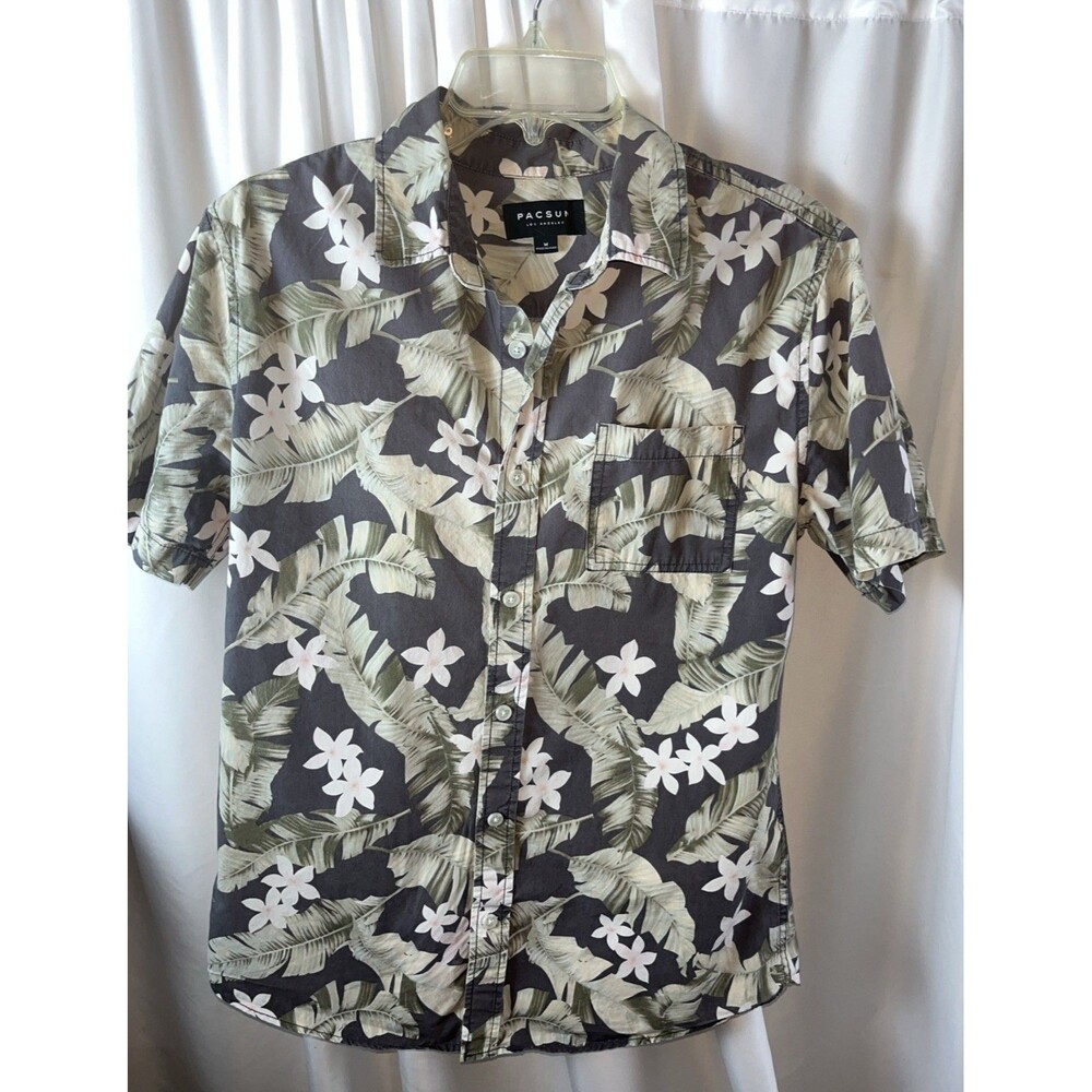 PacSun Floral Mens Button Up Hawaiian Shirt Camp Size M All Over Print
